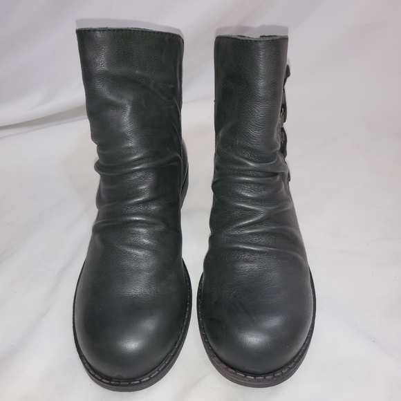 NIB Nine West Made Black Leather Pull On Ankle Boots with Lace Detail Size 8 M - Picture 3 of 11